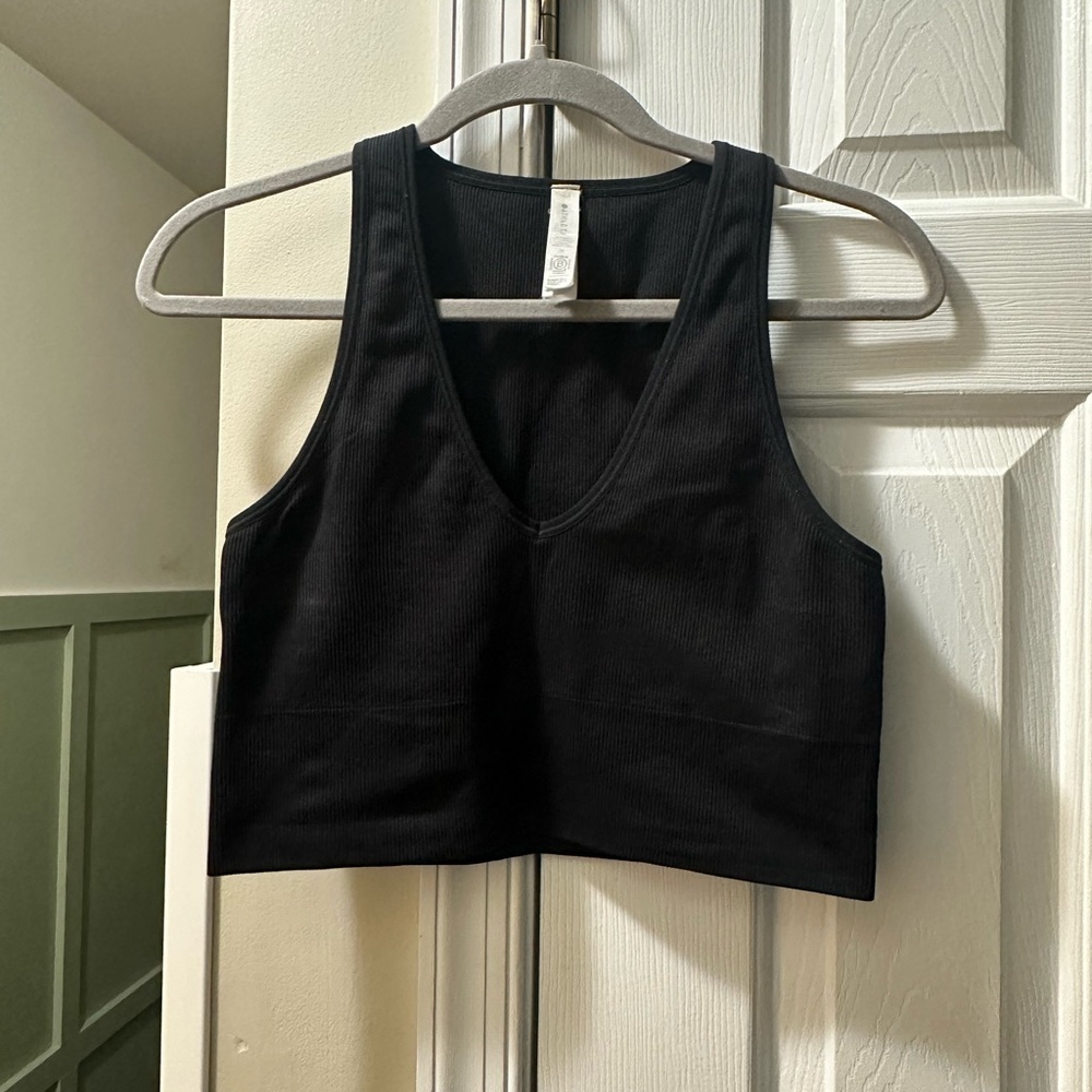 Athleta Black Fitted Crop Tank Top